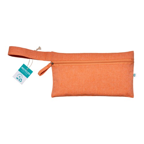 Porte-documents en coton recyclé 180 g/m2 avec fermeture à glissière, certifié GRS