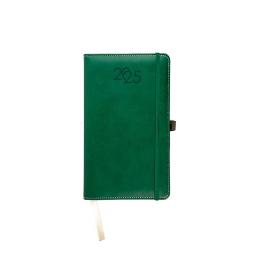 Agenda hebdomadaire 2025, couverture avec surpiqûres, porte-stylo et papier blanc