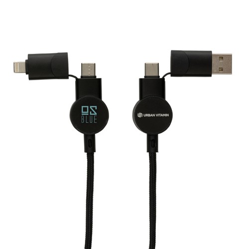 Câble Oakland 6-in-1 à charge 45W en plastique recyclé RCS Câble Oakland 6-in-1 à charge 45W en plastique recyclé RCS