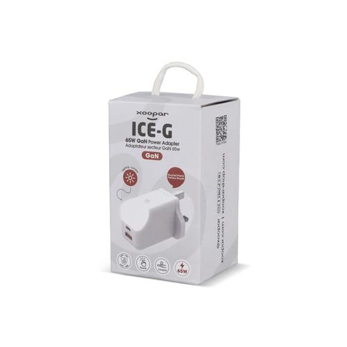 Adaptador de corriente Xoopar ICE-G de 65 W con GaN y enchufe británico
