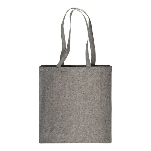 150 g/m2 recycled cotton shopping bag, melange effect, long handles and gusset