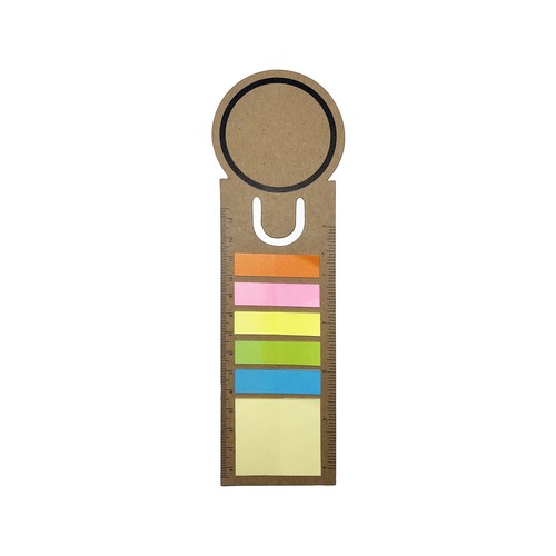 Cardboard bookmark ruler with sticky notes