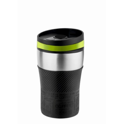 Metmaxx® "CremaOfficina" mug thermo argent/noir manchon/anneau vert