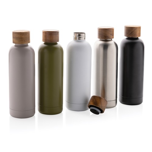 Wood RCS certified recycled stainless steel vacuum bottle Wood RCS certified recycled stainless steel vacuum bottle