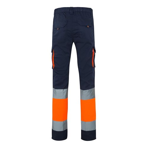 VL ZEUS. Pantaloni elasticizzati bicolore con diverse tasche (240g/m²), in cotone (46%), EME (38%) e poliestere (16%)