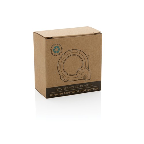 3m/16mm Maßband mit Stop-Taste aus RCS recycelt. Kunststoff 3m/16mm Maßband mit Stop-Taste aus RCS recycelt. Kunststoff