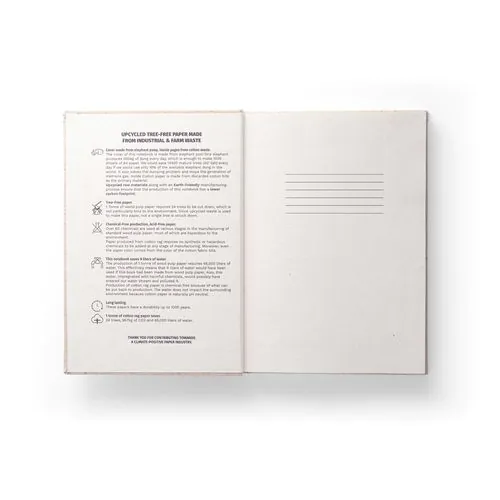 ORGANIC RIGID. Bloc-notes A5 avec couverture rigide fabriquée à partir de matière organique d'éléphant (80%) ORGANIC RIGID. Bloc-notes A5 avec couverture rigide fabriquée à partir de matière organique d'éléphant (80%)