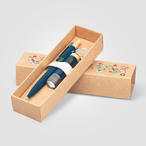 Reborn Recycled Aluminium Bamboo Accented Pen & Torch Gift Set – Full Colour Inkjet All