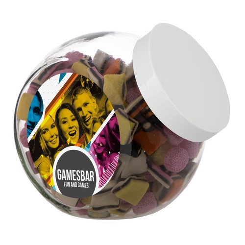 Bocal en verre de 2 litres, rempli de bonbons Bocal en verre de 2 litres, rempli de bonbons