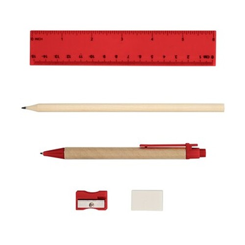 School set, pencil case, pencil, ball pen, ruler, eraser and pencil sharpener | Tobias