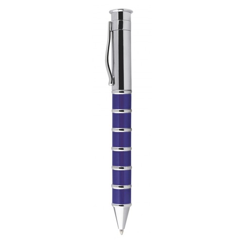 PENNA AD ANELLI BLU E CROMATA