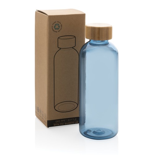Bouteille 600ml en rPET RCS avec couvercle en bambou