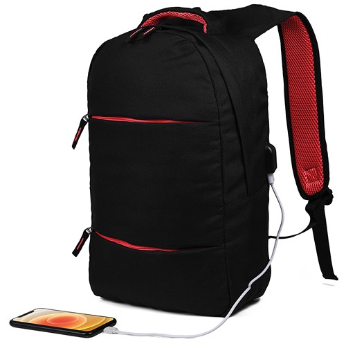 600D RPET LAPTOP RUCKSACK WITH USB CHARGE PORT