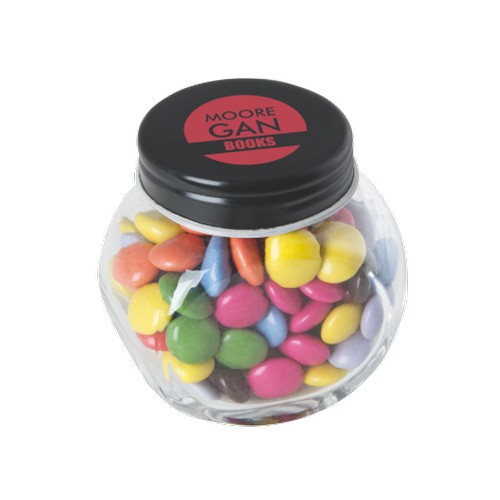 Kleine glazen pot choco carletties Kleine glazen pot choco carletties