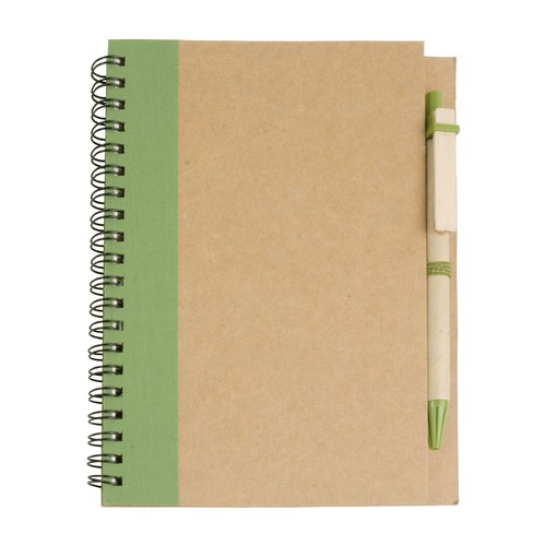Ecycled-paper ring-bound notebook, blank sheets (70 pages) with cardboard pen Ecycled-paper ring-bound notebook, blank sheets (70 pages) with cardboard pen