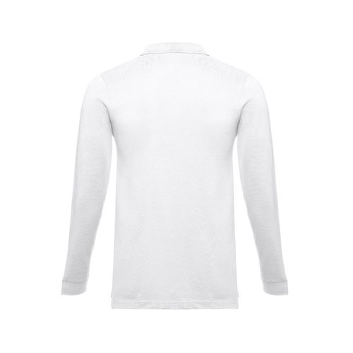 THC BERN WH. Men's long-sleeved 100% cotton piqué polo shirt with removable label