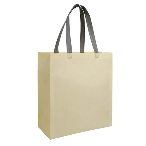 Shopper avec soufflet en TNT laminé 100g/m2 thermosoudé, anses longues