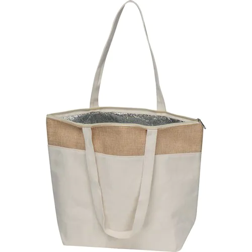 Cooler bag made of 200g cotton and laminated jute Cooler bag made of 200g cotton and laminated jute