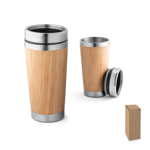 PIETRO. Tasse de voyage 500mL en babou et acier inox PIETRO. Tasse de voyage 500mL en babou et acier inox