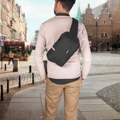 DELFOS. Mochila de una sola correa de 300D poliéster reciclado y 600D poliéster reciclado, con forro de poliéster reciclado 210D DELFOS. Mochila de una sola correa de 300D poliéster reciclado y 600D poliéster reciclado, con forro de poliéster reciclado 210D
