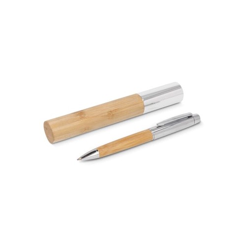 Stylo-bille en métal bambou dans un tube Stylo-bille en métal bambou dans un tube