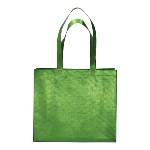 Bolsa con fuelle de tejido sin tejer laminado 100 g/m2 termosoldado, con asas largas Bolsa con fuelle de tejido sin tejer laminado 100 g/m2 termosoldado, con asas largas