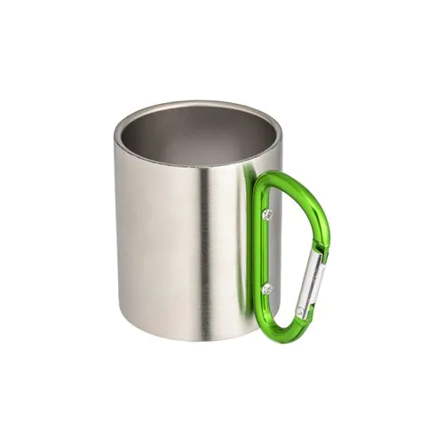 Vaso de acero con asa de mosquetón de aluminio, 200 ml