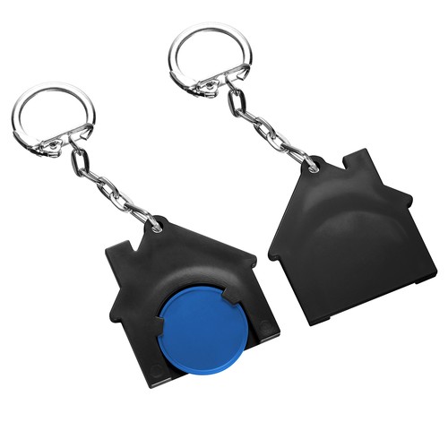 Chiphouder met winkelwagenmuntje 1€ "huis" Chiphouder met winkelwagenmuntje 1€ "huis"