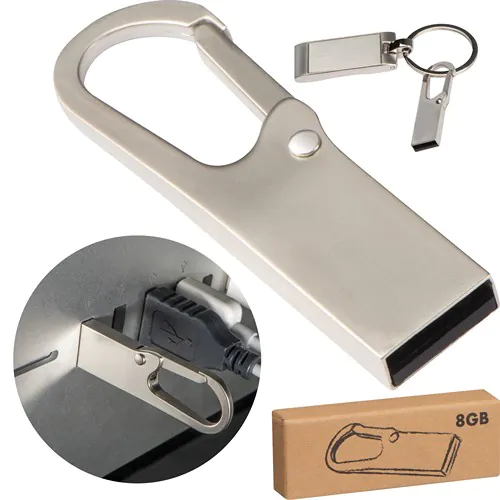 Metal USB stick with carabiner - 8GB Metal USB stick with carabiner - 8GB