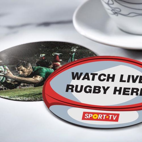 Rugby Ball Shaped Premium Beer Mat Rugby Ball Shaped Premium Beer Mat
