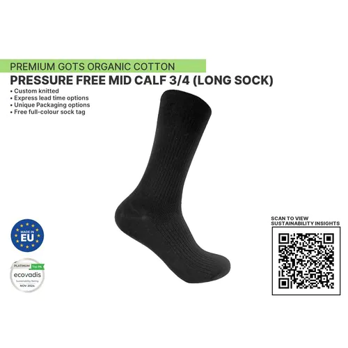 Chaussettes en Bambou Mi-Basse 3/4 Médicales Premium Classiques pour Diabétiques (Chaussette en Bambou longue) en coton biologique