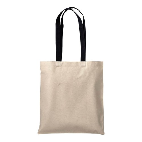 Shopper en coton naturel 220 g/m2, anses longues colorées Shopper en coton naturel 220 g/m2, anses longues colorées