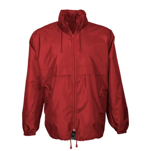 190T polyester windbreaker with fold-away hood with zip. Folds up into a waist bag 190T polyester windbreaker with fold-away hood with zip. Folds up into a waist bag
