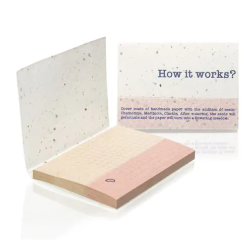 Grass paper sticky notes in seed paper softcover