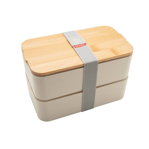 Bento 'Mihara', blanc, avec couvercle en bambou