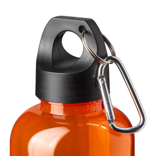Botella transparente de PET reciclado 580 ml. Tapon de plastica con mosqueton Botella transparente de PET reciclado 580 ml. Tapon de plastica con mosqueton