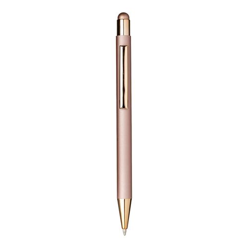 Penna a scatto in alluminio gommato. Clip e particolari metallizzati in tinta