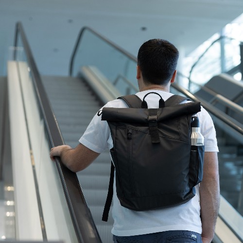 Troika Black Roll Top Backpack TROIKA BLACK ROLL TOP Troika Black Roll Top Backpack TROIKA BLACK ROLL TOP