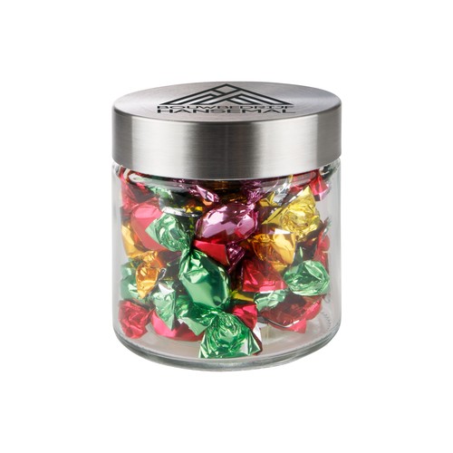 Bocal en verre de 0,35 litre, rempli de bonbons