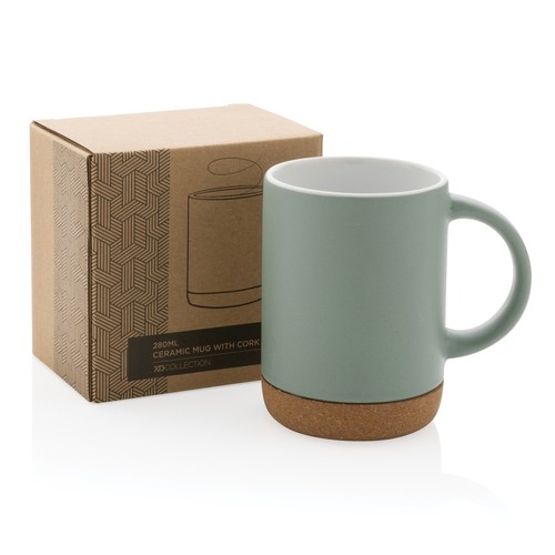 Taza de cerámica con base de corcho 280ml. Taza de cerámica con base de corcho 280ml.