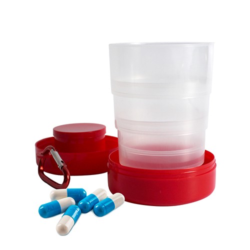 Folding tumbler with pill holder Belmullet Folding tumbler with pill holder Belmullet