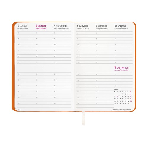 Weekly planner 2026 with soft cover in heat-reactive PU