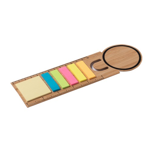 Bamboo bookmark ruler. Includes 25 medium post-it notes and 125 mini post-it notes Bamboo bookmark ruler. Includes 25 medium post-it notes and 125 mini post-it notes