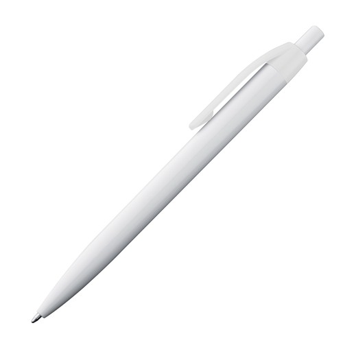 White plastic ball pen with coloured clip