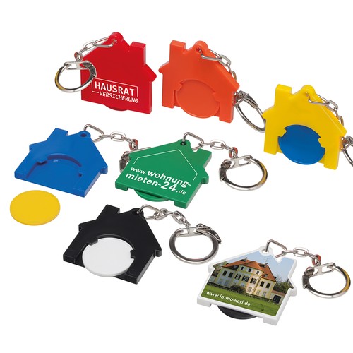 Chiphouder met winkelwagenmuntje 1€ "huis"