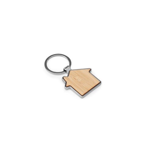 GASTON HOUSE. House-shaped iron keychain in zinc and bamboo GASTON HOUSE. House-shaped iron keychain in zinc and bamboo