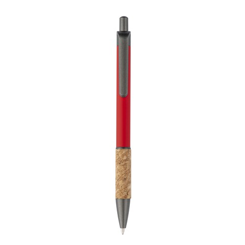 Aluminum pen with cork handle, burnished clip, top and tip Aluminum pen with cork handle, burnished clip, top and tip