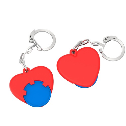Chiphouder met winkelwagenmuntje 1€ "hart" Chiphouder met winkelwagenmuntje 1€ "hart"