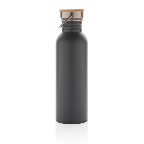 Bouteille en acier inoxydable avec couvercle en bambou
