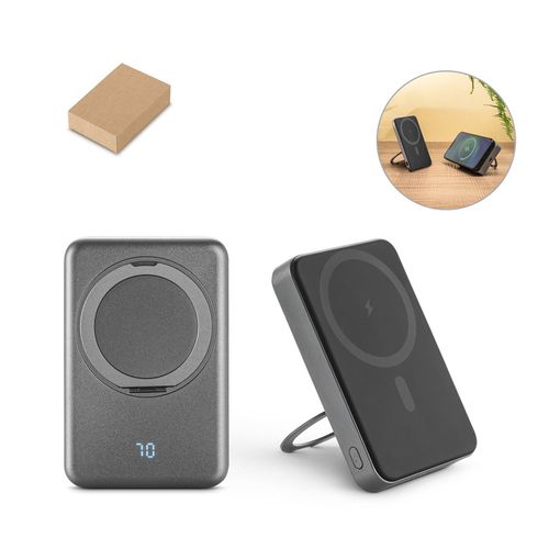 WARSHEL 10. Batterie nomade magnétique de 10 000 mAh avec chargeur sans fil ultrarapide de 15 W en ABS recyclé (100 % rABS) avec support WARSHEL 10. Batterie nomade magnétique de 10 000 mAh avec chargeur sans fil ultrarapide de 15 W en ABS recyclé (100 % rABS) avec support